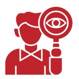 Illustration of investigator holding magnifier