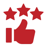 Thumbs up with three stars
