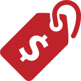 Red price tag icon with dollar sign