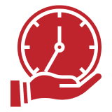 Red clock on a hand icon